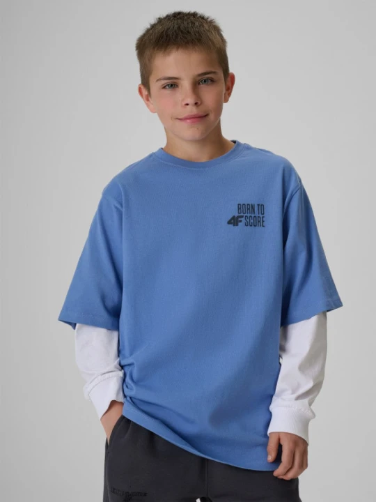 Zdjęcie produktu Chłopięcy t-shirt z nadrukiem 4F 4FJRSS26TTSHM4277 - denim