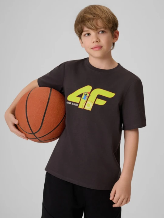 Zdjęcie produktu Chłopięcy t-shirt z nadrukiem 4F 4FJRSS26TTSHM4280 - szary