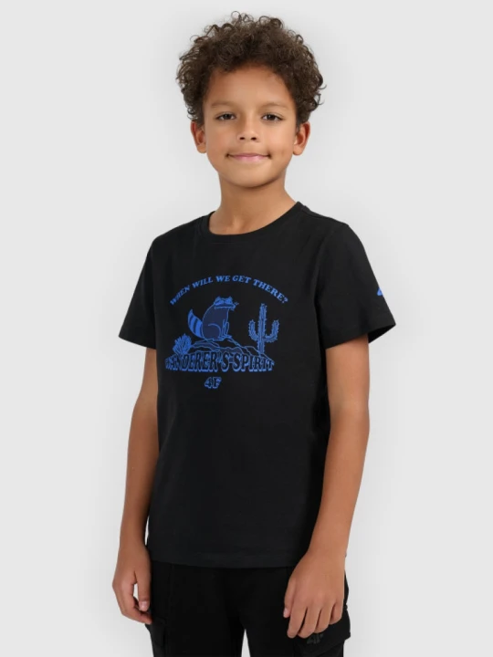 Zdjęcie produktu Chłopięcy t-shirt z nadrukiem 4F 4FJWSS26TTSHM2815 - czarny