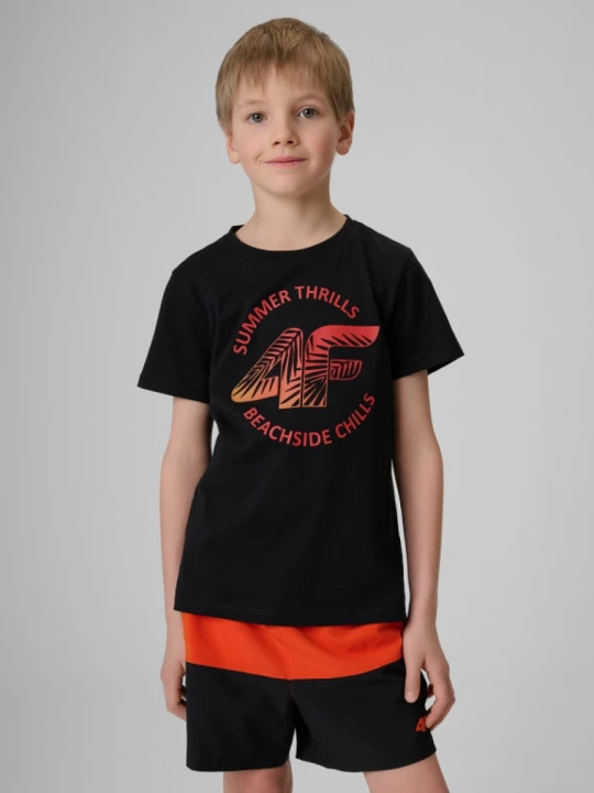Zdjęcie produktu Chłopięcy t-shirt z nadrukiem 4F 4FJWSS26TTSHM3284 - czarny