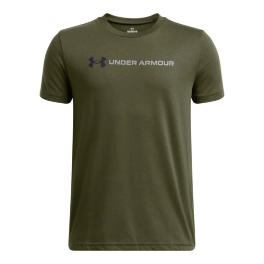 Zdjęcie produktu Chłopięcy t-shirt z nadrukiem Under Armour UA B Logo Wordmark SS - oliwkowy / khaki