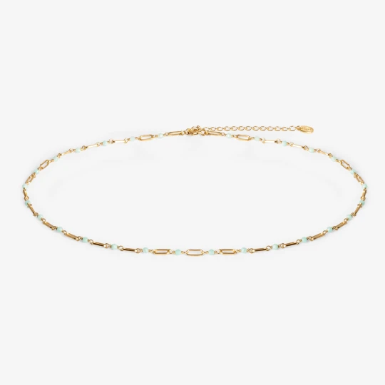 Zdjęcie produktu Choker z amazonitem; srebrny pozłacany Ania Kruk TURKUSOWY