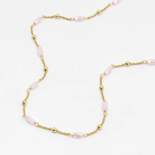 Zdjęcie produktu Choker z cyrkoniami; i kuleczkami, srebrny pozłacany Ania Kruk RÓŻOWY