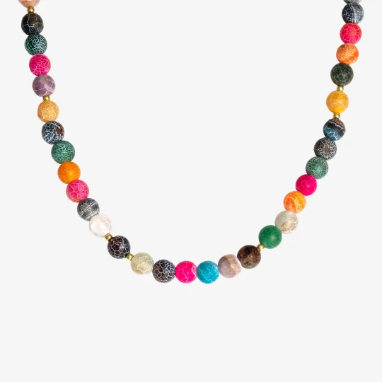 Zdjęcie produktu Choker z kolorowego agatu trawionego 8 mm; srebrny pozłacany Ania Kruk