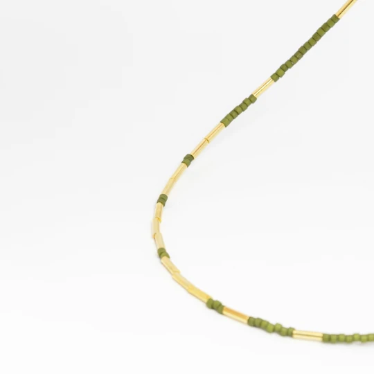 Zdjęcie produktu Choker z koralikami; oliwkowymi, srebrny pozłacany Ania Kruk