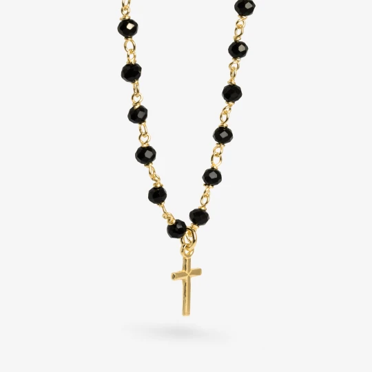 Zdjęcie produktu Choker z kryształkami; i krzyżykiem, srebrny pozłacany Ania Kruk CZARNY