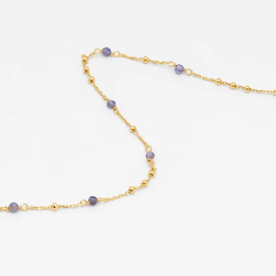 Zdjęcie produktu Choker z lolitem; i kuleczkami, srebrny pozłacany Ania Kruk FIOLETOWY