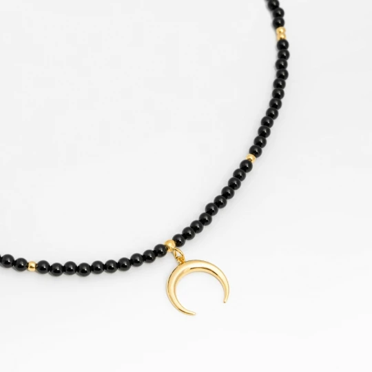 Zdjęcie produktu Choker z onyksem i księżycem Ania Kruk CZARNY