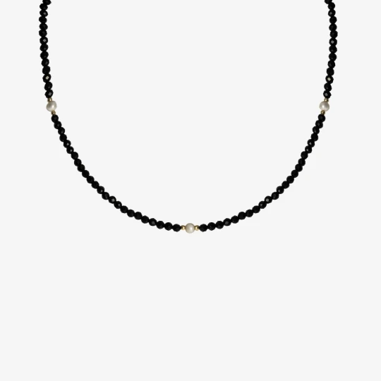 Zdjęcie produktu Choker z onyksem; srebrny pozłacany Ania Kruk