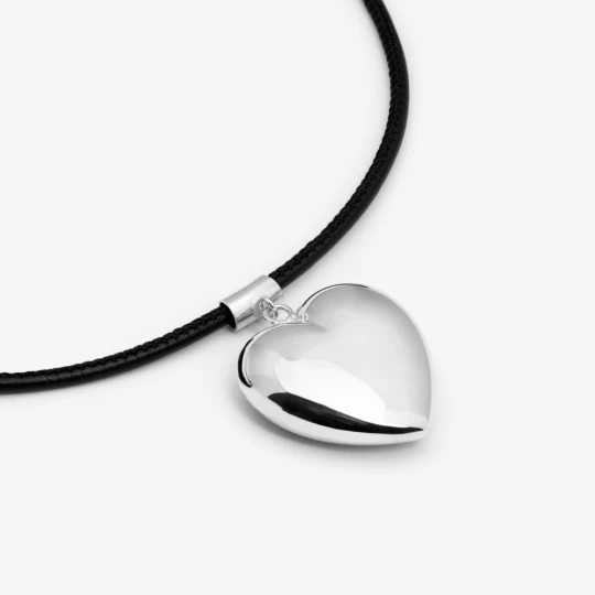 Zdjęcie produktu Choker z sercem; na rzemyku, srebrny Ania Kruk CZARNY