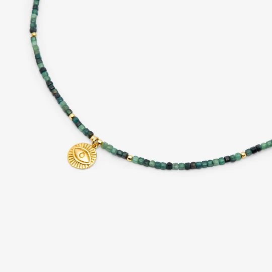 Zdjęcie produktu Choker z turmalinu; z okiem, srebrny pozłacany Ania Kruk BŁĘKITNY