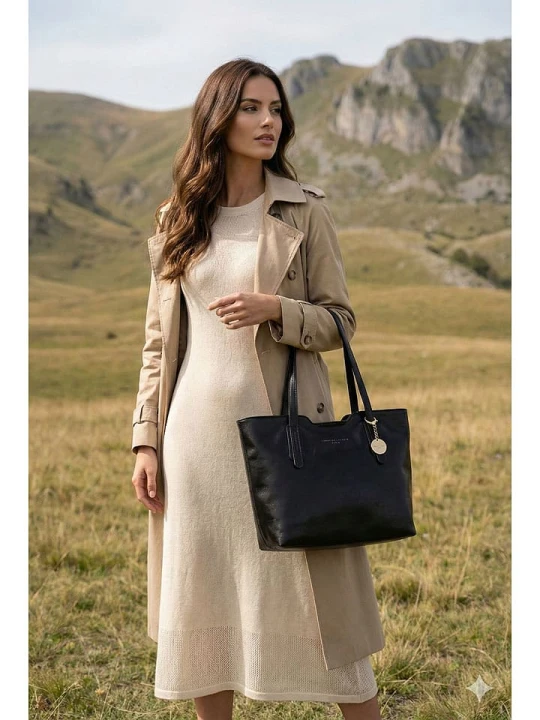 Zdjęcie produktu Christian Laurier Skórzana torebka "Eden" w kolorze czarnym - 38 x 23 x 15 cm rozmiar: onesize