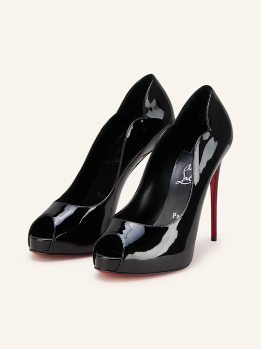Zdjęcie produktu Christian Louboutin Lakierowane Buty Bez Palców Hot Chick Alta 120 schwarz CZARNY