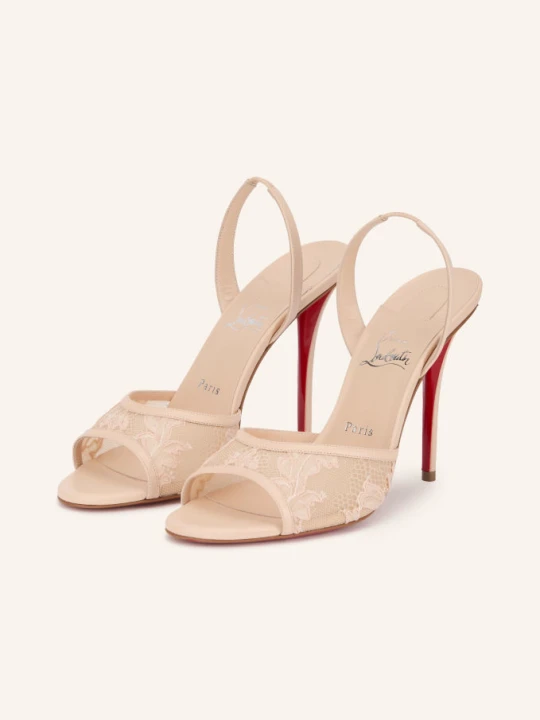 Zdjęcie produktu Christian Louboutin Sandały Na Obcasie Miss Z Lace Sling 100 beige JASNORÓŻOWY