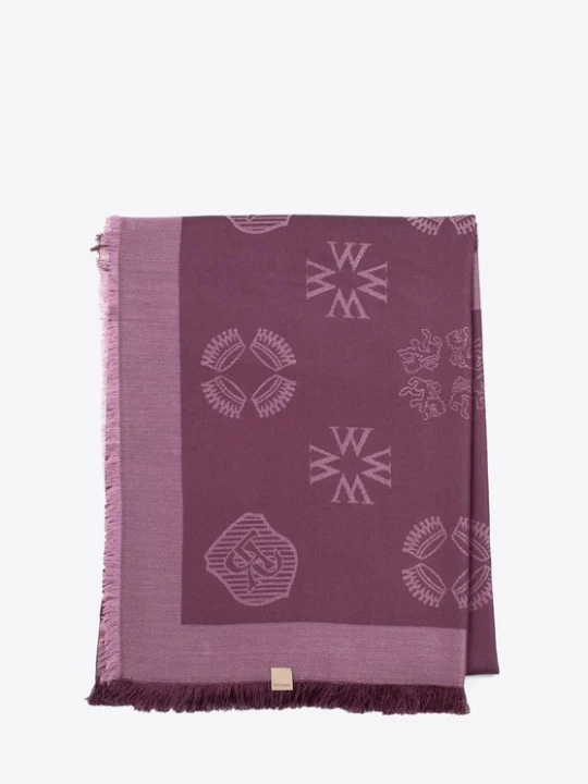 Zdjęcie produktu Chusta damska z bambusem tkany w monogram fioletowa Wittchen