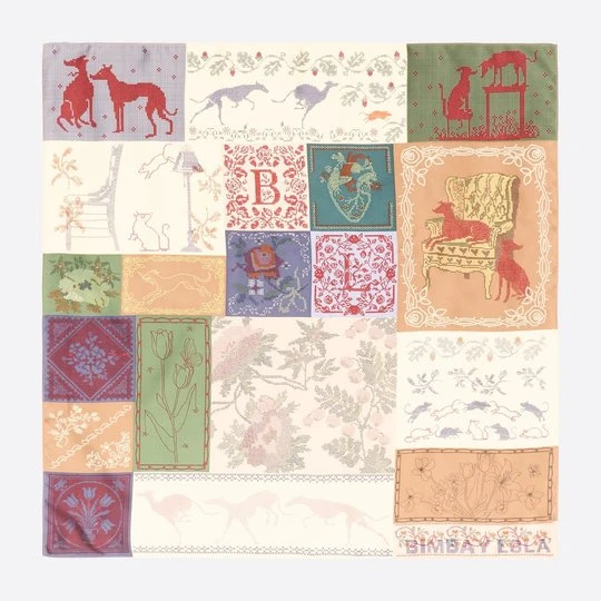 Zdjęcie produktu Chusta patchwork motywy inspirowane technikami krawieckimi BIMBA Y LOLA IVORY