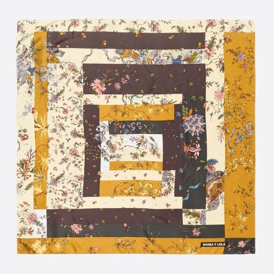 Zdjęcie produktu Chusta patchwork romantic flowers ochra BIMBA Y LOLA OCHRE