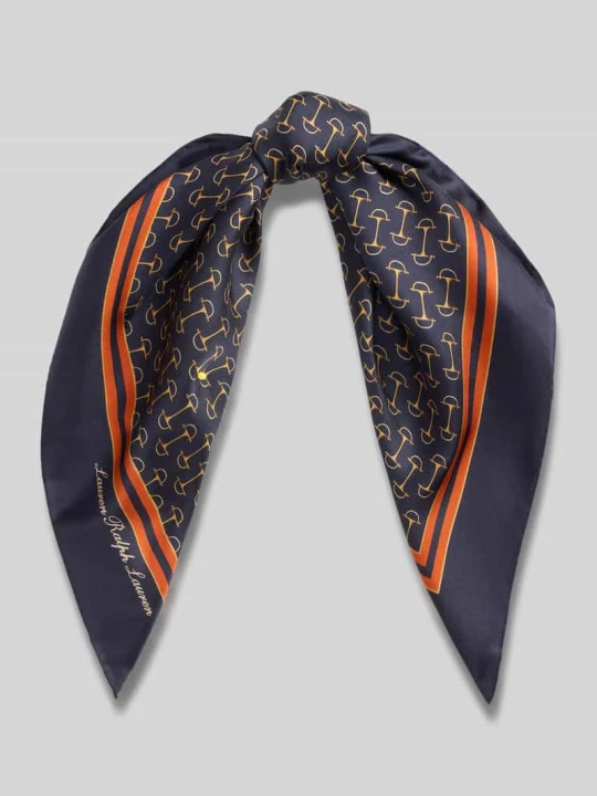 Zdjęcie produktu Chusta z czystego jedwabiu Lauren Ralph Lauren Ciemnoniebieski