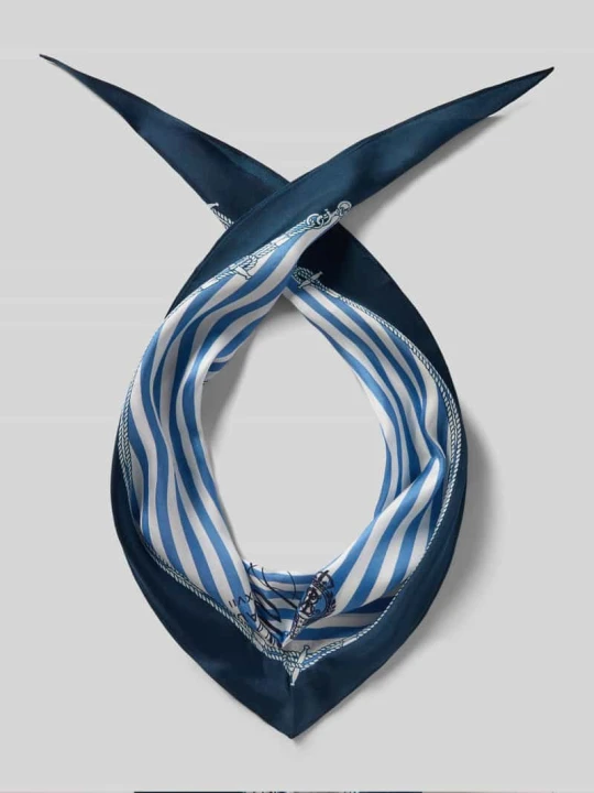Zdjęcie produktu chusta z czystego jedwabiu model 'NUTICL S DMD' Lauren Ralph Lauren Ciemnoniebieski