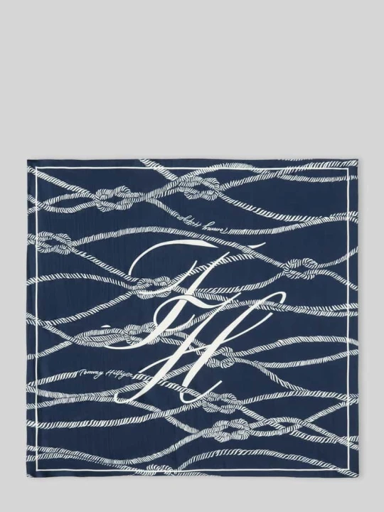 Zdjęcie produktu Chusta z czystego jedwabiu z nadruk z logo Tommy Hilfiger Niebieski