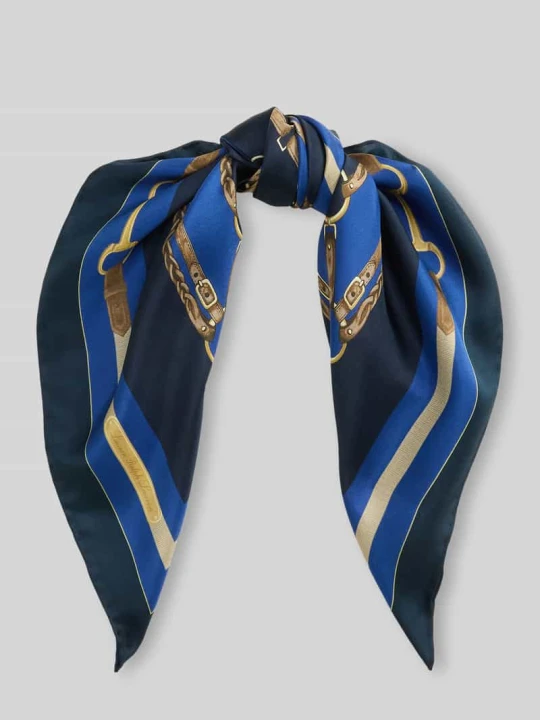 Zdjęcie produktu Chusta z jedwabiu z motywem łańcuchów Lauren Ralph Lauren Granatowy