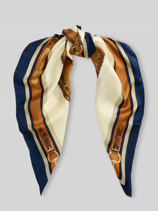 Zdjęcie produktu Chusta z jedwabiu z napisem z logo Lauren Ralph Lauren Camel