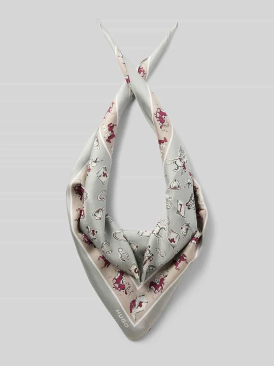 Zdjęcie produktu Chusta z mieszanki wiskozy i jedwabiu model 'BANDANA CM 60X60' Hugo Jasnoszary