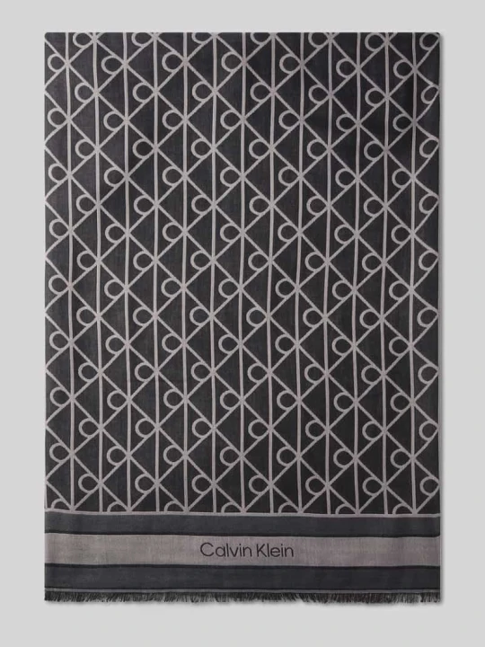 Zdjęcie produktu Chusta z modalu z wzorem z logo na całej powierzchni Calvin Klein Czarny