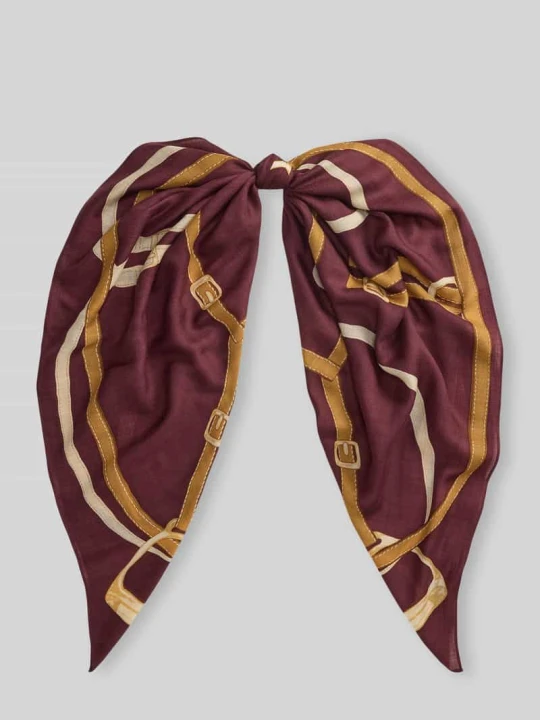 Zdjęcie produktu Chusta z napisem z logo z wełny i jedwabiu Lauren Ralph Lauren Bordowy