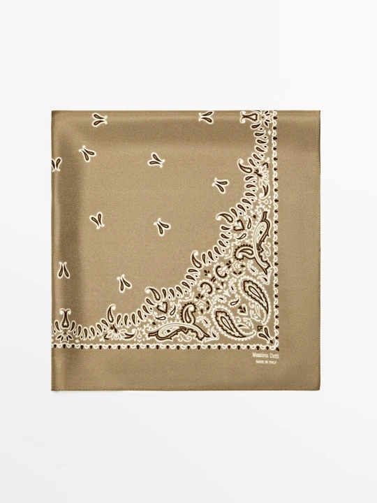 Zdjęcie produktu Chusta Z Wzorem Paisley - Złoty - Massimo Dutti - Female