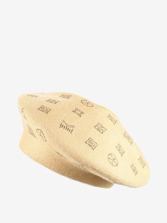 Zdjęcie produktu Ciemnobeżowa Czapka Beret w Cyrkonie Nanto Beżowy