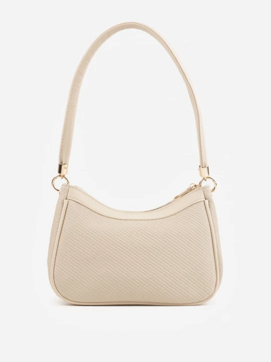 Zdjęcie produktu Ciemnobeżowa Klasyczna Torebka Bagietka z Dodatkowym Paskiem Crossbody Kassenope Caely Beżowy