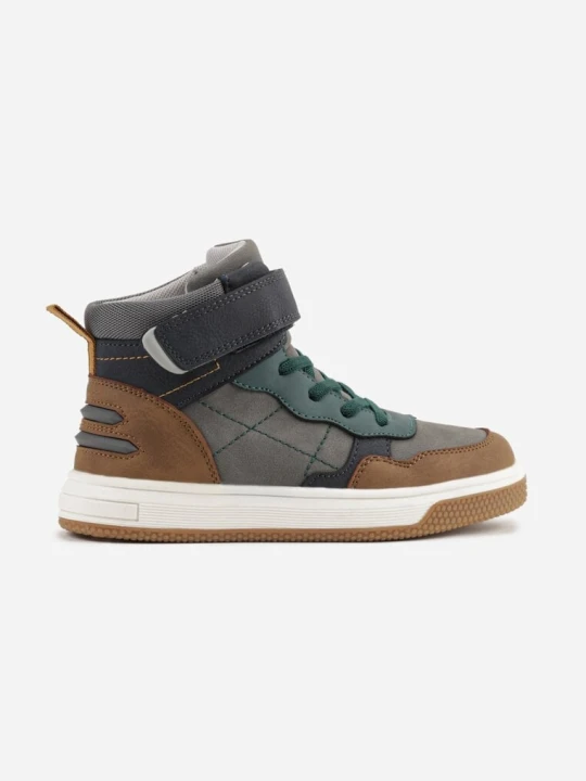 Zdjęcie produktu Ciemnobeżowe Botki Vices w Stylu Sneakersów Ozdobione Przeszyciami Fianesa Beżowy