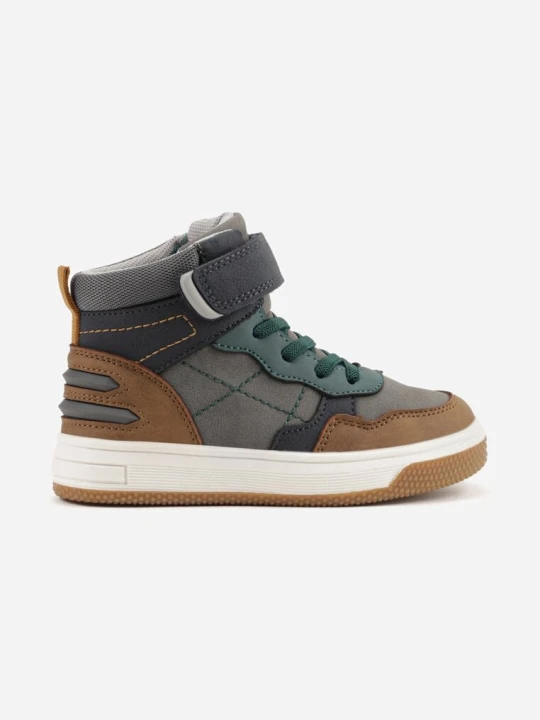 Zdjęcie produktu Ciemnobeżowe Botki Vices w Stylu Sneakersów z Przeszyciami Esselia Beżowy
