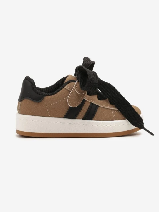 Zdjęcie produktu Ciemnobeżowe Buty Sportowe Sneakersy z Ozdobnymi Paskami Annivias Beżowy