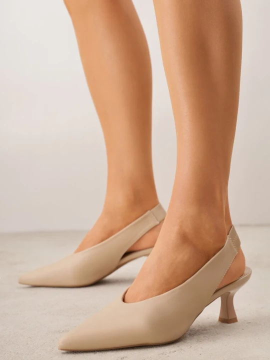 Zdjęcie produktu Ciemnobeżowe Czółenka Sandały Vices na Kaczuszce Typu Slingback Liluriela Beżowy