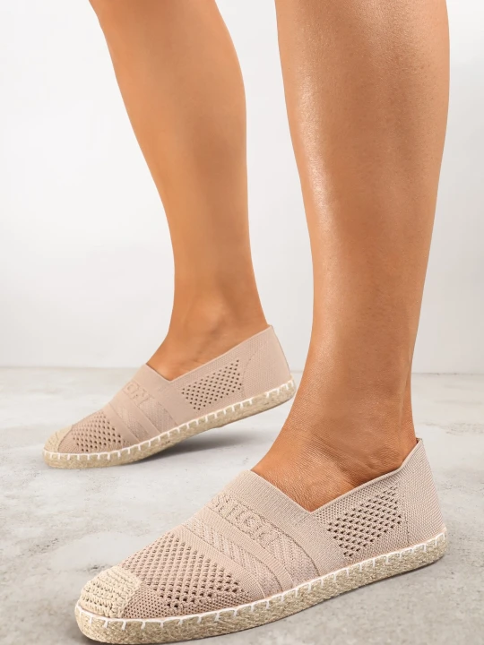 Zdjęcie produktu Ciemnobeżowe Espadryle na Płaskiej Podeszwie z Plecionki Chorisa Beżowy