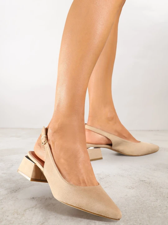 Zdjęcie produktu Ciemnobeżowe Sandały Vices Slingback ze Skórzaną Wkładką Ciarissa Beżowy