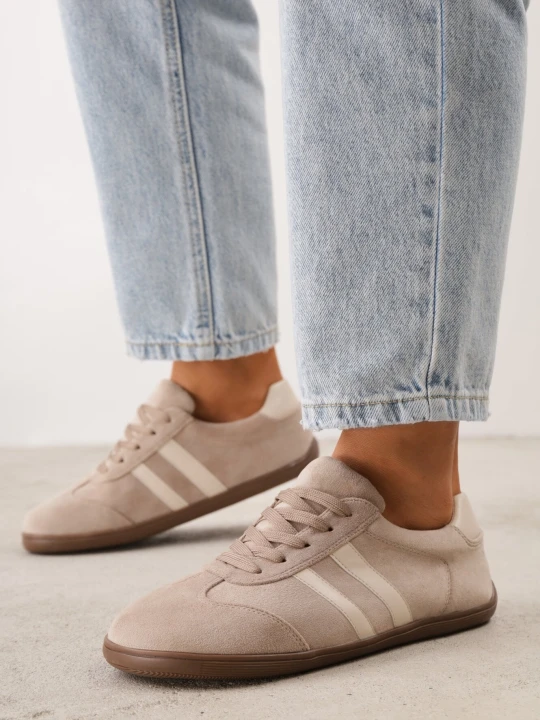 Zdjęcie produktu Ciemnobeżowe Sneakersy Casual w Typie Barefoot z Imitacji Zamszu Makka Ideal Beżowy