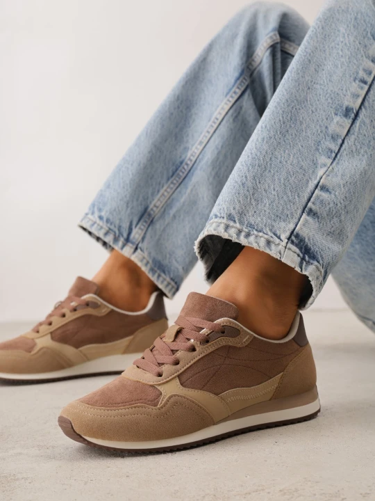 Zdjęcie produktu Ciemnobeżowe Sneakersy Casualowe z Imitacji Zamszu z Podeszwą z Bieżnikiem Alevtina Marquiiz Beżowy