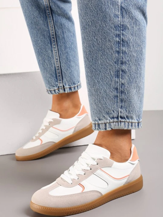 Zdjęcie produktu Ciemnobeżowe Sneakersy Tenisówki Ozdobione Wstawkami Ysalesa Beżowy
