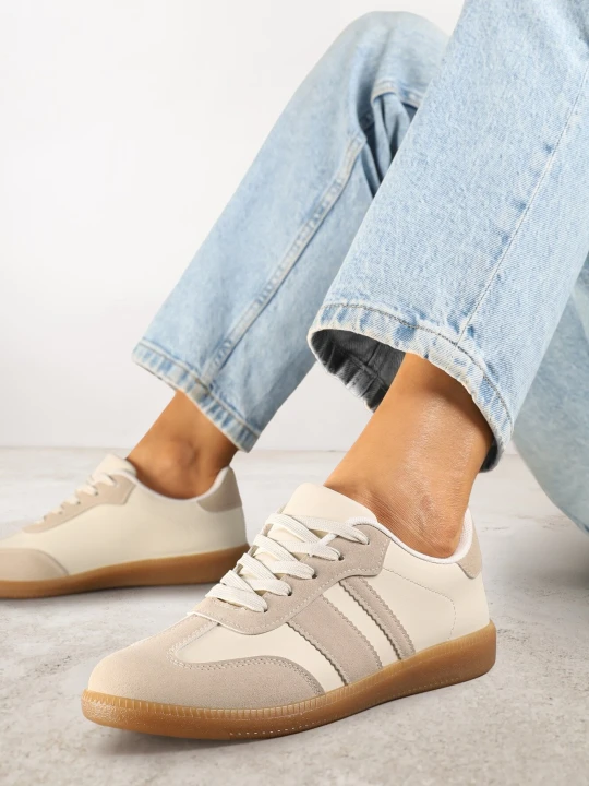 Zdjęcie produktu Ciemnobeżowe Sneakersy Tenisówki z Ozdobnymi Paskami Danavin Seastar Beżowy