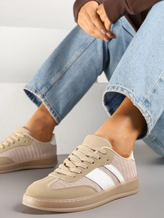 Zdjęcie produktu Ciemnobeżowe Sneakersy Typu Kultowe Tenisówki na Półtransparentnej Podeszwie Ulinera Mellisa Beżowy