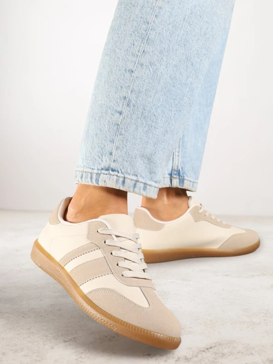 Zdjęcie produktu Ciemnobeżowe Sneakersy w Stylu Tenisówek z Paskami Danareth Seastar Beżowy