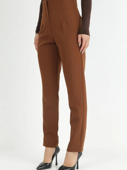 Zdjęcie produktu Ciemnobrązowe Spodnie Cygaretki High Waist Caphe New Collection Brązowy