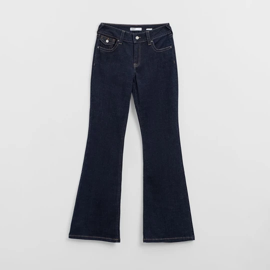 Zdjęcie produktu Ciemnogranatowe jeansy dzwony bootcut z niskim stanem House niebieski