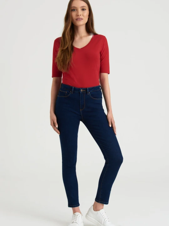 Zdjęcie produktu Ciemnogranatowe jeansy slim fit, regularny stan Greenpoint niebieski