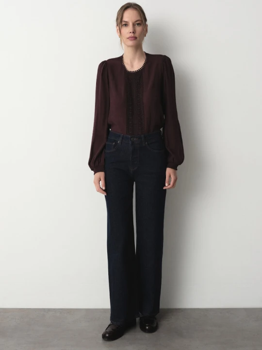 Zdjęcie produktu Ciemnogranatowe jeansy wide leg Greenpoint granatowy
