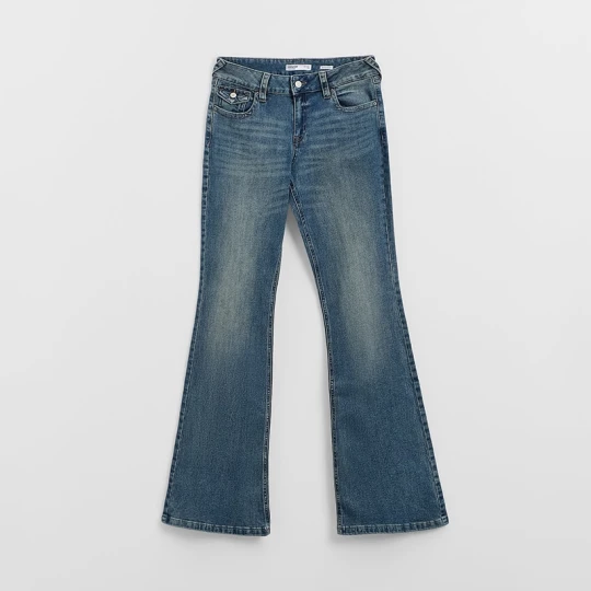 Zdjęcie produktu Ciemnoniebieskie jeansy dzwony bootcut z niskim stanem House indigo jeans