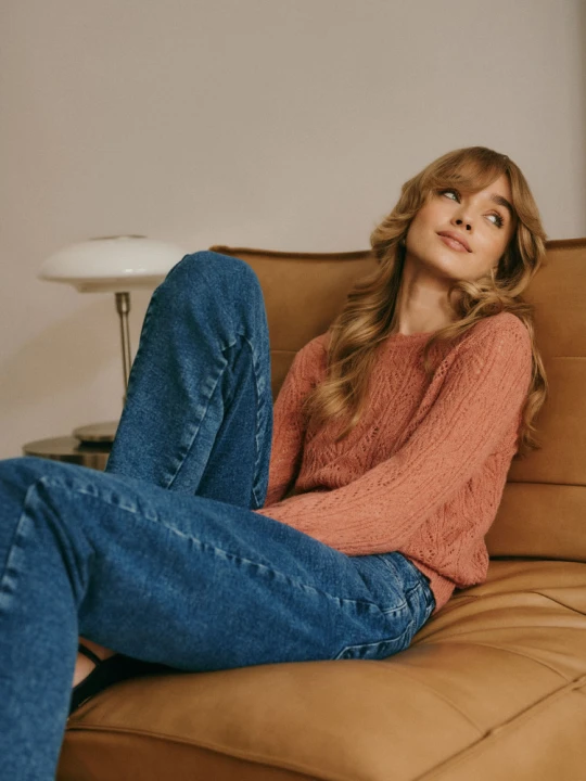 Zdjęcie produktu Ciemnoniebieskie stylowe jeansy typu mom Greenpoint